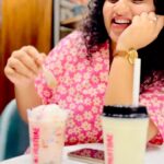 Noorin Shereef Instagram - നല്ല taste ഉണ്ട് 😂 Iftaar with a @fruit_bae drink is must♥️ #ramadan2023 #noorinshereef #reelsinstagram #reels #instagram #instagood #indianfood