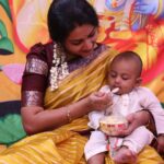 Pallavi Ramisetty Instagram - Happy to share our little "DHUVITH'S" annaprasana pics Happy 6th month bujjikanna Lots of love to you 😊🧿 Decor by @saibhavidecors #6thmonth #annaprasana #momandson #babyboy #pallaviramisettyofficial #dhuvith😘