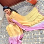 Pallavi Ramisetty Instagram - Saree @akshithaatrendz #happyweekend #shootdairies #attarintikidaredi #pastelcolorsaree #pallaviramisettyofficial