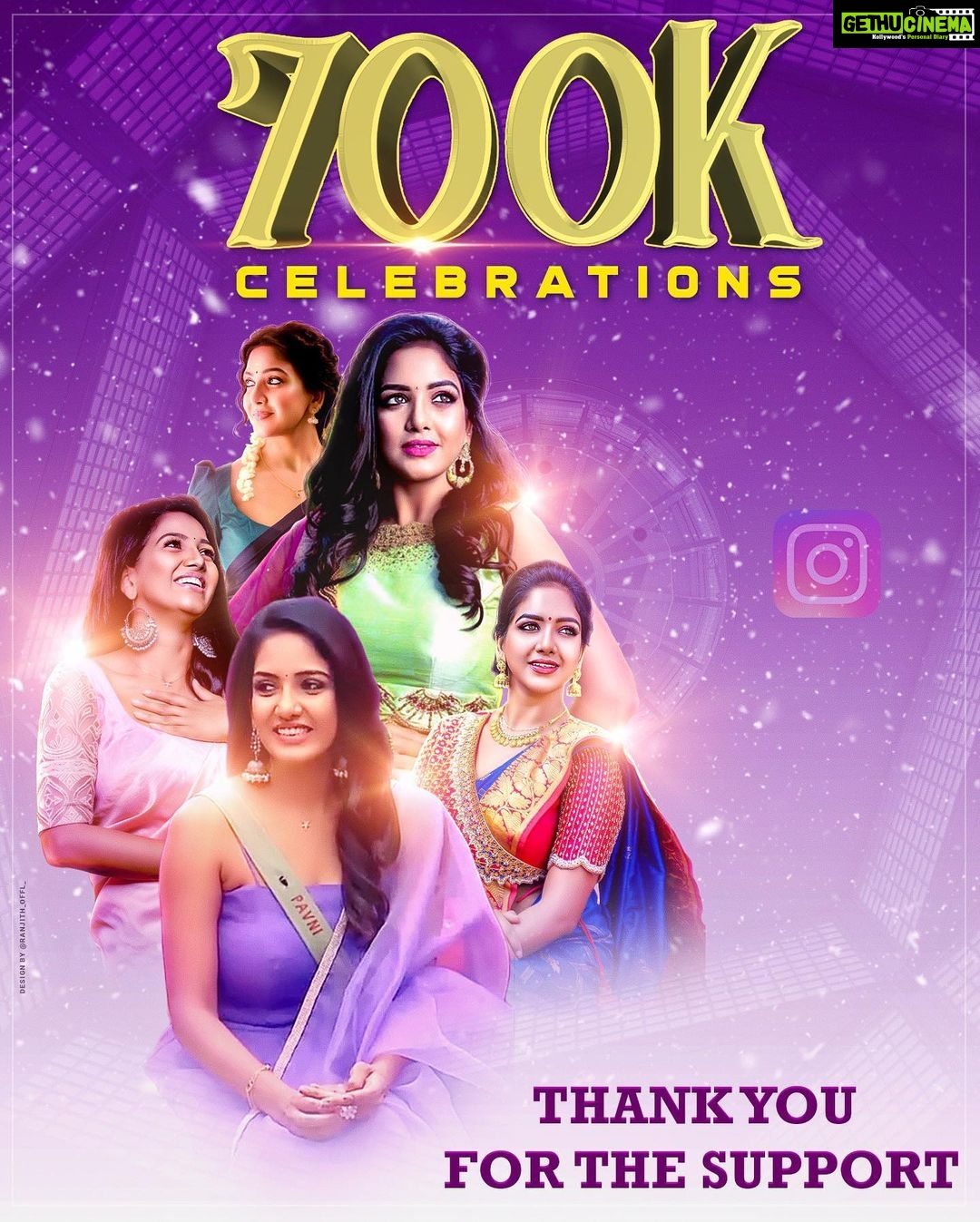 Pavani Reddy Instagram - YayππΎππΎππΎππΎ Now we are the family of 700k. Thank you for all the love and support β€οΈβ€οΈβ€οΈβ€οΈ #pavanireddy #700k #blessed #biggbosstamil #happy
