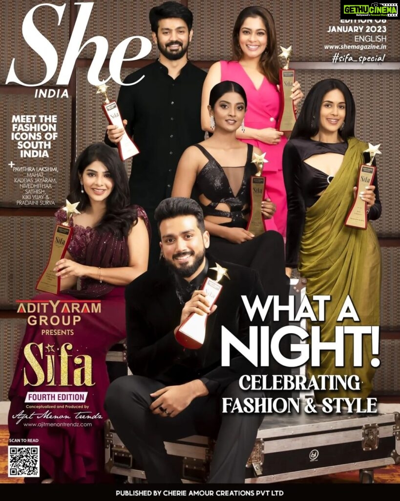 Pavithra Lakshmi Instagram - Happy to be on the cover of @she_india Holding the "Fresh face of the years -films" thank you #sifa2022 and @ajitmenon_trendz Wearing @sameenasofficial