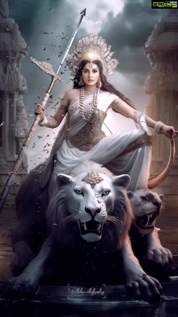 Payal Rajput Instagram - The amazing @rajputpaayal as Goddess Durga . Character Design . She has been supporting the art and my creation from beginning 🥰🥰 Goddess Durga is a Hindu deity who is revered as the mother of the universe and the supreme power. She is depicted as a warrior goddess with ten arms, each holding a weapon, riding on a lion or a tiger. The lion is an important symbol associated with Goddess Durga, representing strength, power, and courage. It is believed that she uses the lion as her vehicle to overcome all obstacles and destroy evil forces. The lion also symbolizes her victory over ignorance and her ability to protect her devotees from harm. The festival of Navratri, which is celebrated for nine days, is dedicated to the worship of Goddess Durga and her various forms. During this festival, devotees offer prayers, perform rituals and seek her blessings for prosperity, peace, and happiness. #durga #durgapuja #navratri #rajputpayal #durgamaa