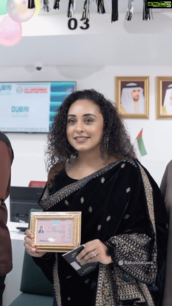 Pearle Maaney Instagram - Honoured to Receive UAE Special Golden Visa. A big thanks to @jbs.group.companies @dr.shanid_asifali @jbs_groups for Guiding and Supporting Us. Happy to share this day with Director Vijay and @gvprakash who also received their Golden Visa. Thank You @shamnakasim ☺️ . Camera and Editz by @rahuloutlawz Styling @ashna_aash_ Outfit @men_in_q_wedding : #dubai #dubaigoldenvisa Dubai UAE