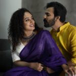Pearle Maaney Instagram - From 100 days of love to a lifetime of Love… ❤️🧿 @srinish_aravind . Click @lightsoncreations Jewellery x Saree @saltstudio MUA @nizanmakeovers