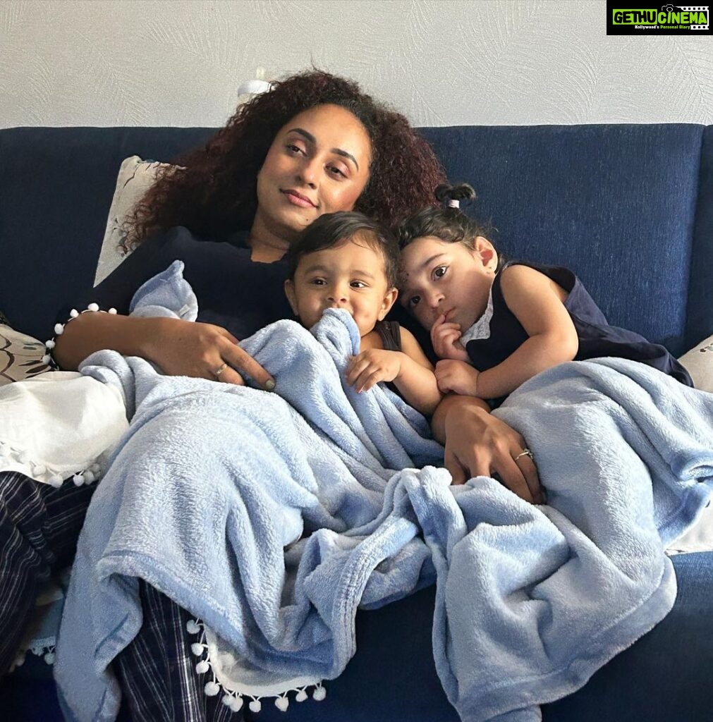 Pearle Maaney Instagram - My Cuddle Buddies… awww!!! My little hearts ❤️ : PS: if you are wondering how long this lasted… well… not for more than 30 seconds 😂