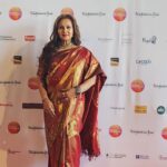 Poonam Dhillon Instagram – Feeling very Indian in UK . Love Sarees & specially at UK Asian film Festival where I represent Indian Films with pride. BFI Southbank