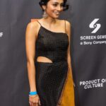 Pragathi Guruprasad Instagram - At the premiere of #MissingMovie -one of the best films I’ve seen in recent times. Thank you @_productofculture_ @capeusa @sonypictures ! Dress: @tai_clothing_llc Jewelry: @aknjewellery Bag: @jacquemus Shoes: @schutz Shot by: @cswongphoto