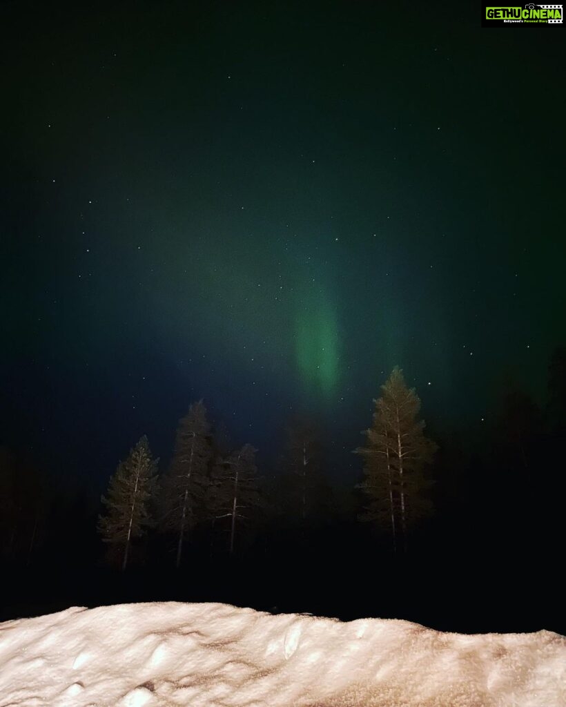 Pragya Jaiswal Instagram - Ethereal and Enchanting Nothern Lights 💚💚💚 We were fortunate to see the dance of Northern lights two nights consecutively n it was the most beautiful experience ever.. Grateful, thankful, blessed !! Ticked this off the bucket list 💚 #NothernLights #AuroraBorealis #Finland #Rovaneimi @finncredibleexperiences Lapland,North Pole