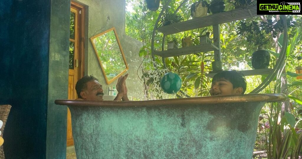 Prakash Raj Instagram - Father n Son in the farm .. family time #Summer afternoons ❤️❤️❤️..bliss.