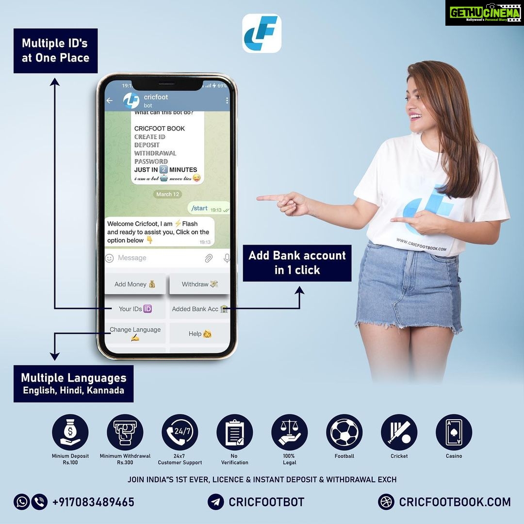 Prakruti Mishra Instagram - Register Today and Play with India's Most Trusted and Fastest Real Gaming Site ! www.cricfootbook.com Instant Id, Instant Deposit (Rs.100) Instant Withdrawal (Rs.300) 👉🏻 24x7 Support and Live Games 👉🏻 No Forms to fill for any Deposit, withdrawal or transactions. Zero Verification Policy. 👉🏻 List ID Feature to Store all your ID's at One Place 👉🏻 300+ Live Card ,Table etc Casino Games and Sports Book. 👉🏻Over 7000+ Users 👉🏻Weekly Bonus + Lucky Draws Whatsapp - +917083489465 Direct ID - https://telegram.me/Cricfootbot Free Predictions! Khelo Automated Tarike se ! #gambling #betting #bet #casino #sportsbetting #bettingtips #money #bettingexpert #sports #football #poker #sportsbook #tipster #vegas #bettingsports #nba #lasvegas #soccer #bettingpicks #jackpot #slots #nfl #sportsgambling #win #bettingonline #parlay #mlb #gamble #freepicks #handicapper