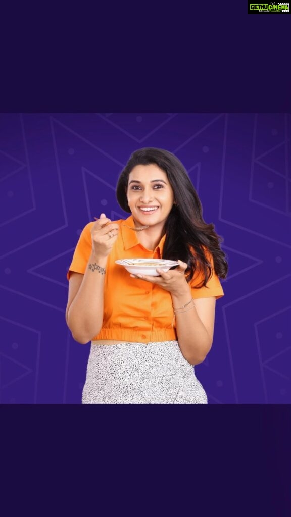 Priya Bhavani Shankar Instagram - I love being in front of the camera but my first love has always been food. I’m a huge foodie and couldn’t contain my excitement when Cadbury Dairy Milk recreated my all-time favourite Paruppu Payasam with a delicious twist. Watch the full video @cadburyiniyakondattam YT channel and don’t forget to try Priya Bhavani Shankar’s Chocolate Paruppu Payasam, a Cadbury creation by Rakesh Raghunathan, Celebrity Chef and Food Historian. #Cadbury #CadburyDairyMilk #CadburyIniyaKondattam #Iniya #TamilNadu #Chocolate #Sweet #Dessert #PriyaBhavaniShankar #Actor #ParuppuPayasam #RakeshRaghunathan #CelebrityChef #FoodHistorian