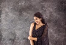 Priya Bhavani Shankar Instagram - Back to black ♠️ PC : @arunprasath_photography Stylist: @niru05_raghupathy Saree: @nitikagujralofficial Earings: @houseofshikha Make up: @makeupmaliksam Hair: @koduruamarnath