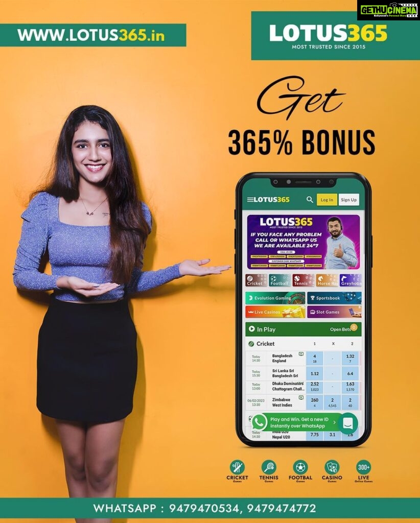 Priya Varrier Instagram - This IPL Gear up with @Lotus365world 🏏, Now don't just watch cricket, Play it! 🤑Join us now by registering on www.lotus365.in 🏆Win and show the World what you’re made of! 🤑Earn Amazing cash prizes by supporting your favourite teams with amazing live prediction 😎 and cashout features only on Lotus365 🤑 Open Your Account instantly, just msg Or Call On Numbers given below- Whatsapp - +9194777 77302 +9193434 29343 +9193432 41313 Call On - +91 8297930000 +91 8297320000 +91 81429 20000 +91 95058 60000 Disclaimer- These games are addictive and for Adults (18+) only. Play Responsibly.