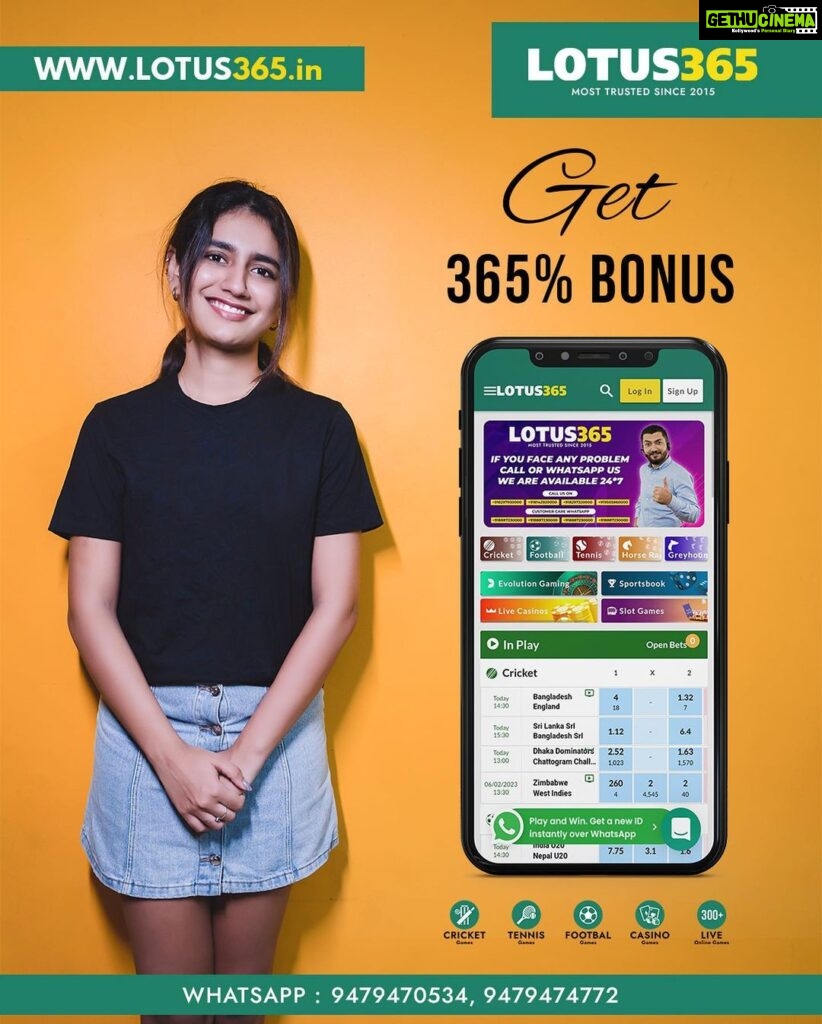 Priya Varrier Instagram - This IPL Gear up with @Lotus365world 🏏, Now don't just watch cricket, Play it! 🤑Join us now by registering on www.lotus365.in 🏆Win and show the World what you’re made of! 🤑Earn Amazing cash prizes by supporting your favourite teams with amazing live prediction 😎 and cashout features only on Lotus365 🤑 Open Your Account instantly, just msg Or Call On Numbers given below- Whatsapp - +9194777 77302 +9193434 29343 +9193432 41313 Call On - +91 8297930000 +91 8297320000 +91 81429 20000 +91 95058 60000 Disclaimer- These games are addictive and for Adults (18+) only. Play Responsibly.