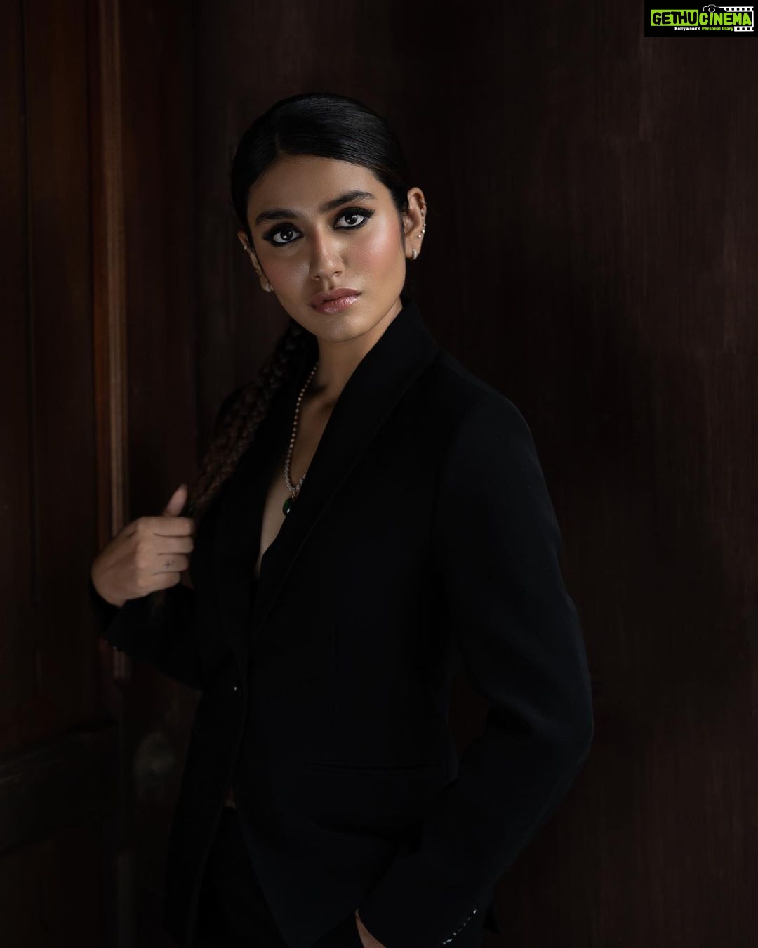Priya Varrier Instagram - It’s all in the eyes🪞 Shot by: @palaniappansubramanyam Styling: @styledbysmiji Outfit: @men_in_q_wedding HMU: @unnips Assist: @kala_karuna @messgirl4559 Production: @nisaredatala Location: @plumerialakeresort Photography Assist: @ak_1996_47 @_ak_fc