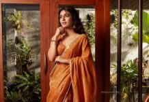 Priya Varrier Instagram - Happy Vishu!🌼 Photography: @arun_payyadimeethal Styling: @amritha_lakshmi___ @styledby_al_ HMU: @sreegeshvasan_makeupartist Outfit: @damanz.designs Jewellery: @anokhi_priyakishore Location: @nakedvolume_architecturestudio Camera assist: @rahul_.thuvassery_