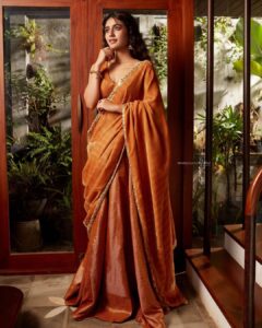 Priya Varrier Instagram - Happy Vishu!🌼 Photography: @arun_payyadimeethal Styling: @amritha_lakshmi___ @styledby_al_ HMU: @sreegeshvasan_makeupartist Outfit: @damanz.designs Jewellery: @anokhi_priyakishore Location: @nakedvolume_architecturestudio Camera assist: @rahul_.thuvassery_