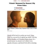 Priyanka Chopra Instagram - S2 is coming!! 🙏🏽❤️😃 Soooo Looking forward to it @jennifersalke @therussobrothers. But for now watch the finale episode on @PrimeVideo @citadelonprime