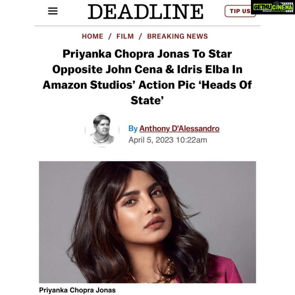Priyanka Chopra Instagram - On to the next 🎬🎥 @idriselba @johncena @naishuller @amazonstudios Let’s gooo!!