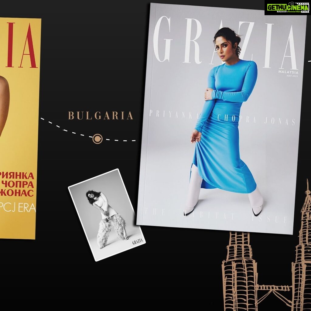 Priyanka Chopra Instagram - 12 covers around the world 🌎 Thanks Grazia. This was a fun one! 🫶🏽 @graziauk @graziamexico @grazia.my @grazia_it @graziaserbia @grazia.sg @graziaindia @grazia_magazine_bg @grazia_magazin @grazia_es