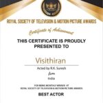 R. K. Suresh Instagram - Happy to share the prestigious ROYAL SOCIETY OF TELEVISION & MOTION PICTURE 2022 🙏🙏🙏 AWARD for BEST ACTOR & NARRATIVE FEATURE (VISITHIRAN) @primevideoin