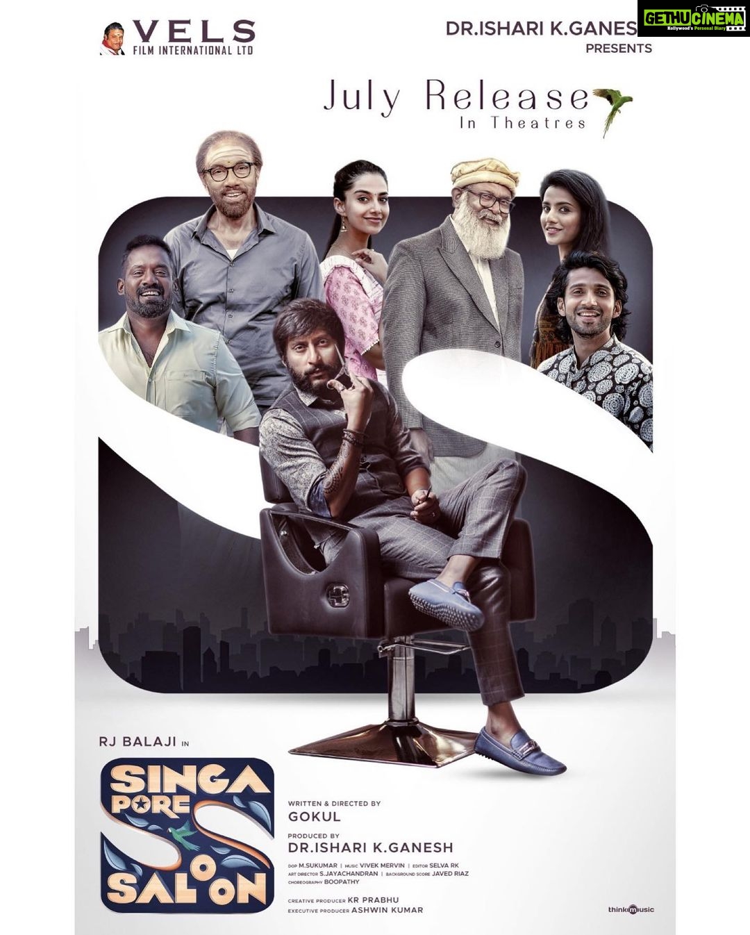RJ Balaji Instagram - #SingaporeSaloon from this July , in theatres worldwide .!💙