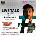 RJ Balaji Instagram - Join us for the RJ Balaji Insta LIVE session on Astro Ulagam today at 6:30pm! Don't miss out on this exciting opportunity! 🎥🤩 #RJBalaji #AstroUlagam #LIVEsession #StayTuned @yashini_raaga