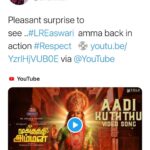 RJ Balaji Instagram - Rahman Sir !!!! 😍😍😍 Such an honour for us to have LR Eshwari amma sing and perform in our film ! And so happy and overwhelmed to see you acknowledge and share our film’s song. Thank you sir ! #ForeveverFan ❤️❤️❤️