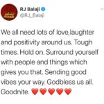 RJ Balaji Instagram - ❤️❤️❤️