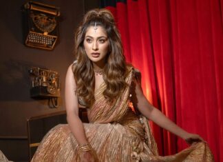 Raai Laxmi Instagram - She was her own star, Shining bright in the dark.⭐️ #StyledByMallaikaa @mallaikaa07 Outfit: @etashabyashajain Jewels: @prratnajewellers Makeup: @kajolrpaswwan Hair: @ritikahairstylist 📸 : @deepak_das_photography