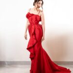 Raai Laxmi Instagram - 🌹Glitz & Glam Night 🌹#FilmFare #FilmFareAwards2023 #LadyinRed Outfit: @theohailakhanofficial Earrings: @hybajewels Rings: @vivinia_designer_jewelery x @offbeatmediain Styled by: @trishadjani 📸: @propixer
