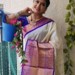 Rachitha Mahalakshmi Instagram – 💜🤍💜🤍💜🤍💜🤍
That’s a lovely combo 😇😇😇😇😇😇😇😇😇
Saree @santhoshiplush 💜🤍💜🤍