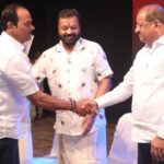 Radha Instagram - Delighted to see amazing individuals together on stage , like Shri Suresh Gopi , Shri Gopal Shetty, Member of Parliament , North Mumbai & my husband , whose hardwork and dedication led them to achieve great heights. Feels so proud and happy to see my husband being felicitated by them for his achievements ☺️☺️ Mumbai - मुंबई