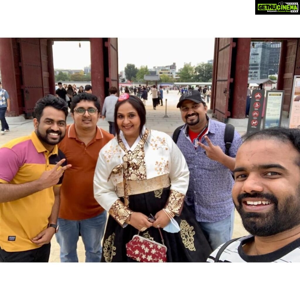 Radha Instagram - In my South Korean Tour, came across some brilliant and smart young men. Naresh, Jibi , Lijo & friends who releases South Indian movies across the region. So much proud of their hardwork and determination for promoting southfilms here. Now they are releasing PS-1 ! Requesting all our friends who are in Seol to come and watch the movie in the theatre. Date : 8 th & 9th Do check their official Facebok page :- https://m.facebook.com/Indianmoviesinkorea/ My best wishes for their future endeavours as well. Thanks to Jibi for helping me explore various amazing locations in Seol! Thank you 🤗 #ponniyinselvan #ps1 #travel #southkorea #seol #instagood #instgram Seoul, Korea