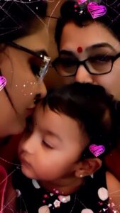 Radha Instagram - “It’s such a grand thing to be a mother of a mother—that’s why the world calls her grandmother.”
We welcomed our bundle of joy my elder sister Mallika’s grand daughter recently. She is named ISAIY - “music she is enjoying” ♥️♥️
I have forgotten whole world around me when I was playing with her, this has bought a whole new side of life for us and some little extra fun side for me 😘😘
Stay blessed my love ♥️

#radha #radhanair