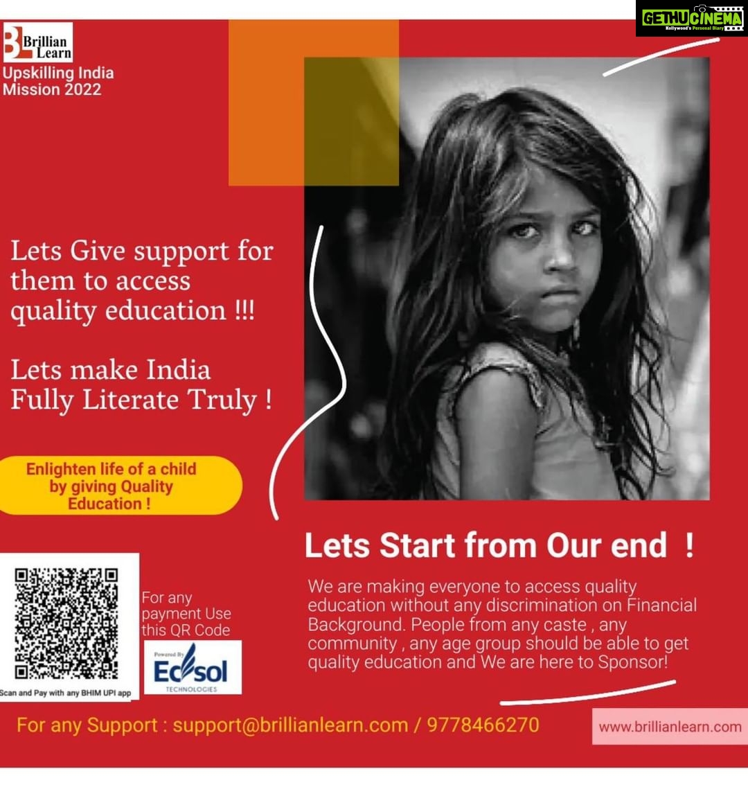 Radha Instagram - On Mother’s Day, I’m honoured to share with you all that I have made a contribution towards Upskilling India Mission 2022 , by sponsoring Learning of 10 Economically Backward Students. I request everyone to support this noble cause which provides quality education to everyone at affordable cost. If we can Sponsor a child’s Education at ₹ 999 for an Year with Brillian Learn Powered by Edsol Technologies then this is the time for each one of us to stand up and enlighten life of children. I request everyone to come forward & sponsor atleast a child and make this initiative successful. Wishing Brillian Learn the very best for this remarkable initiative. Account Name : Edsol Technologies Account Number : 111005001104 IFSC Code : ICIC0001110 UPI ID : Edsoltechnologies@icici Please find the attached brochure below:- https://drive.google.com/file/d/1o5QOPdw0-n9k6MnFJxHg8J6JpZabJusn/view?usp=sharing #digital #learning #charity #india #elearning #instagram