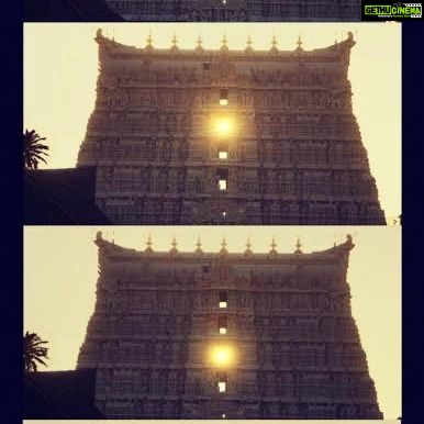 Radha Instagram - Gods own country ! Padmanabhaswamy Temple , Thiruvananthapuram, Kerala is indeed a true human engineering Marvel ! Our ancestors were incredible visionaries. On the day of equinox, as sun sets down , it looks like it is passing through each opening in the gopuram ! Incredible India ! #radha #radhanair #udshotels #padmanabaswamytemple 🌹🌷