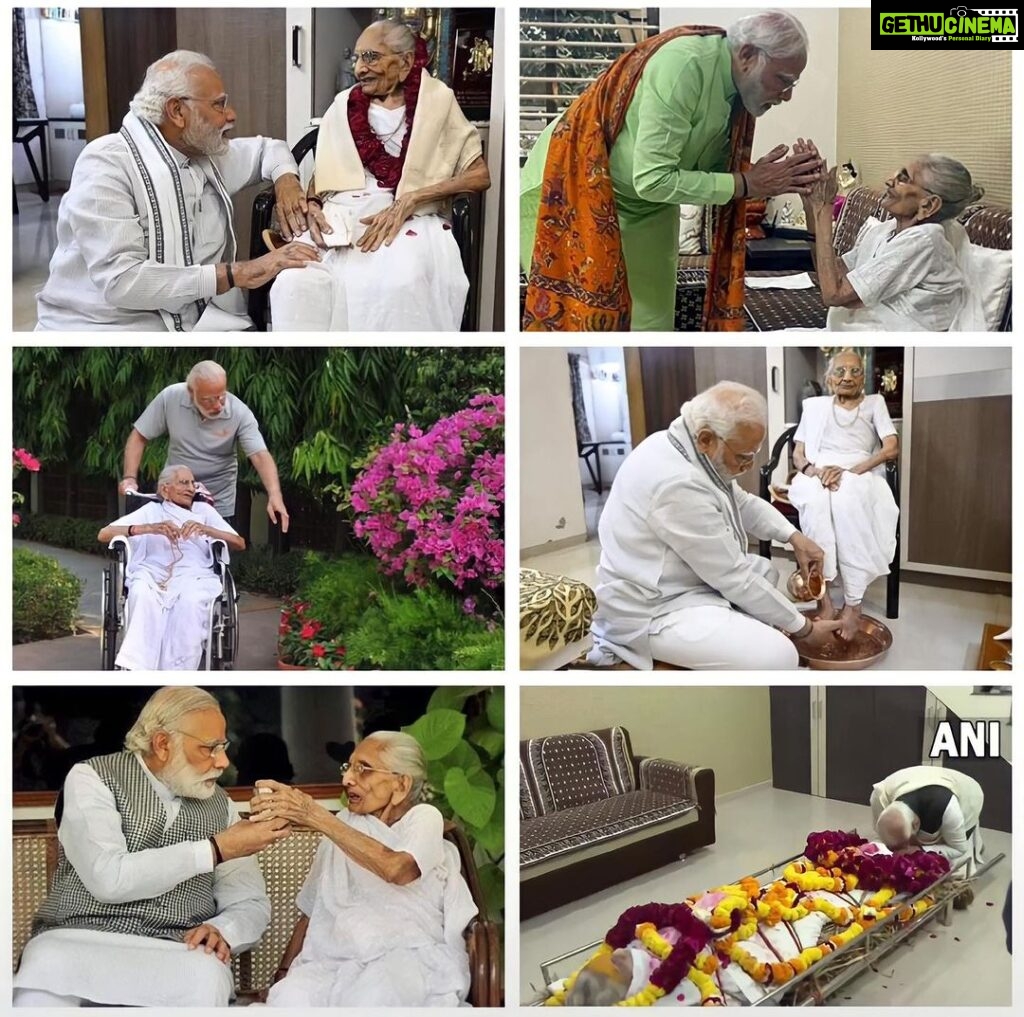 Radha Instagram - Deeply saddened to know about the demise of Heeraben Modi, mother of our Hon’ble Prime Minister Narendra Modi. I still remember him taking her blessings before being sworn in as Prime Minister. No matter which position her son holds, how old he is, the care , love of the mother's towards her son remains the same. She loves him like how she loved him when he was a child. It’s a bond beyond measure. Her blessings will always be there for him. A blessed mother and a blessed son. Om Shanthi. #narendramodi #heerabenmodi #mannkibaat #condolences @narendramodi #omshanthi #mannkibaat #modi #pmmodi #pm #primeminister