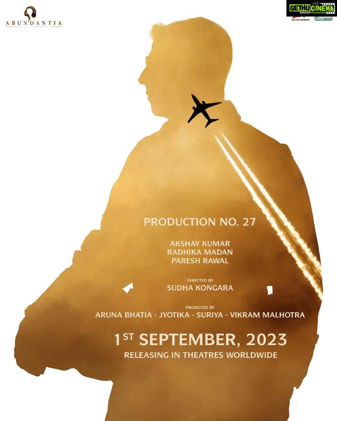 Radhika Madan Instagram - The sky’s the limit for our dreams! ✈️ ✨ Production No. 27 releases in theatres worldwide on 1st September, 2023. @akshaykumar @pareshrawalofficial @sudha_kongara @jyotika @actorsuriya @ivikramix @rajsekarpandian @abundantiaent @2d_entertainment @capt_gr_gopinath @sikhya @gvprakash