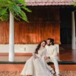Ranjini Haridas Instagram - ❤️ #sreebreeze 20.11.2022 Photography: @lightsoncreations Make-up:@abilashchickumakeupartist Bridal Attire: @jmes_couture Grooms Attire: @manyavar Grooms Stylist: @jaan_moni_das #sreebreeze #wedding #receptionlook #lakepalace #allepepy #instagood #instagram #instareels #love #lehenga #bride #bridal #ivory #christianwedding #redsaree #kerala #groom #family #friends #destinationwedding #winterwedding #20nov Lake Palace Resort, Alleppey
