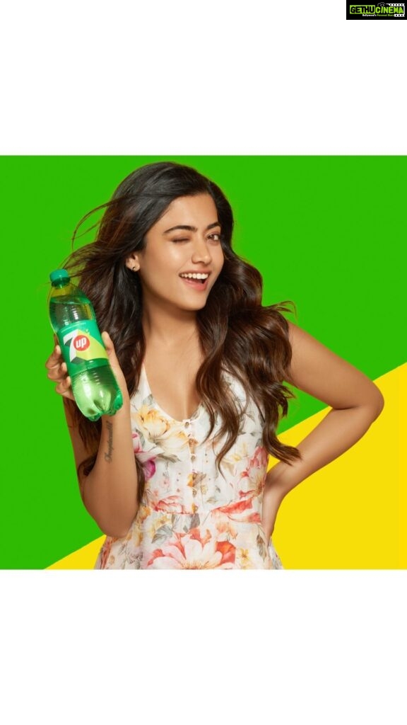 Rashmika Mandanna Instagram - Did you see this coming my loves? That’s what we say about the best ones 💚 Soooo excited to be a part of the 7UP family! #7up #Partnership