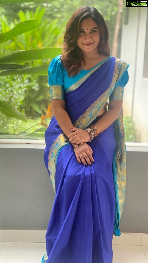 Raveena Daha Instagram - Blue is beautiful 🥺💙🦋 My fav saree from @nivecollectionz 😍 #raveena #raveenadaha #RD
