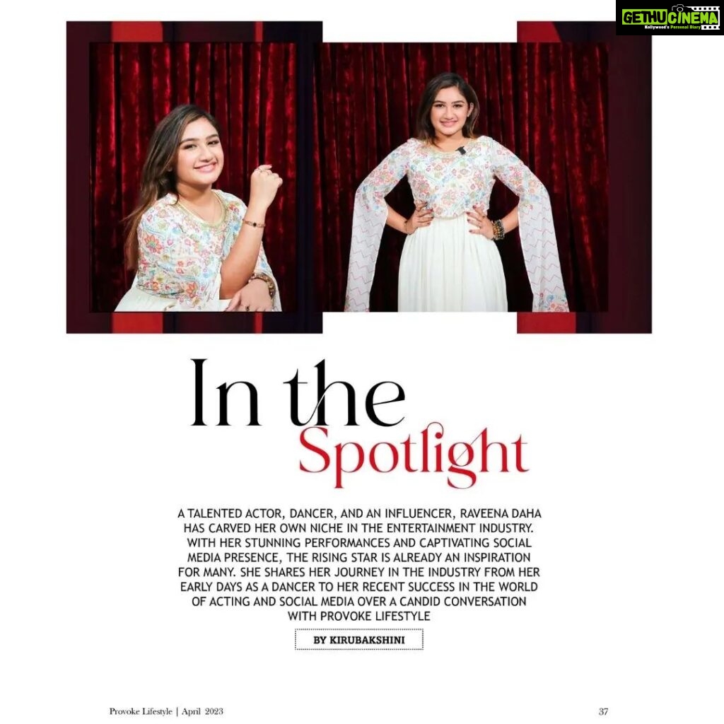Raveena Daha Instagram - IN THE SPOTLIGHT - A talented actor, dancer and an influencer, Raveena Daha, has carved her own niche on the entertainment industry. Check out the article about our rising star in the April edition of the magazine! #raveenadaha #provokelifestyle #provokemagazine #stayprovoked #magazine #dancer #actor #influencer #love #looks #instagood #instagram #instamood #mounaragam #cookwithcomali