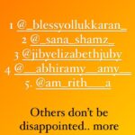 Rebecca Santhosh Instagram - And our winners are 1. @_blessyollukkaran_ 2. @_sana_shamz_ 3. @jibyelizabethjuby 4. @__abhiramy__amy__ 5. @am_rith___a Congrats winners ✨🥁 And other don’t be disappointed. More giveaways are coming. Stay tuned