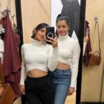 Reenu Mathews Instagram - Fun times in the dressing room with deary @miss_ebamarie 😍 I was never a fan of croptops. But somehow loved this one. Think i will try more of it. What do you guys think? Let me know. And guess what,we both ended up buying it too😉 . . #funnytimes #dressingroomshenanigans #galinwhite #friendshipedit #galsdayout Dubai, United Arab Emirates