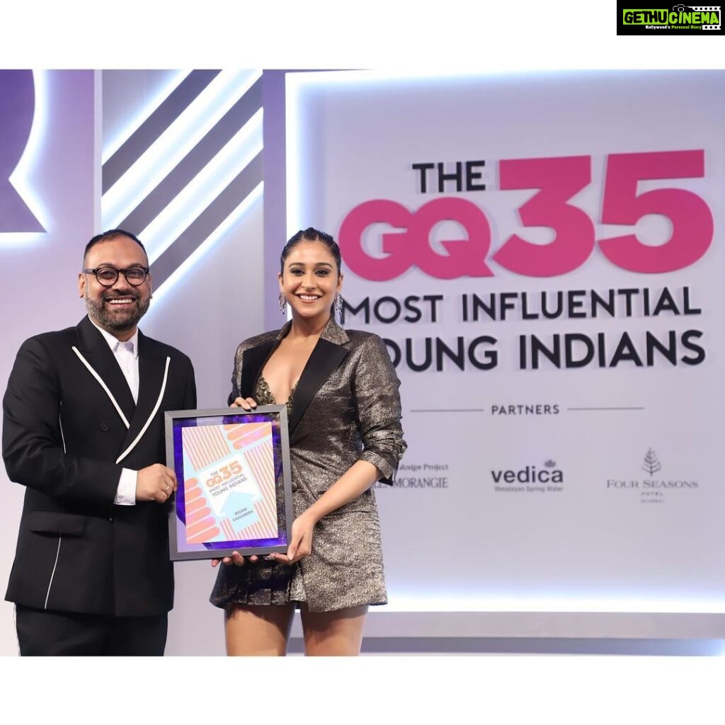 Regina Cassandra Instagram - Grateful, thankful, blessed. Aahhh celebrating a small joy/success is like.. hmmmmmm. I could reiterate this a number of times in my mind and still find dark corners of questions. Can I be attached to this “event” whilst being detached from it on the whole? #GQPowerlist2023 #GQIndia @alapatideepti @kartikeyaindia @jenimakeupartist07 @miteshsphotography @nat_chava @artistmanagement_ind @media.raindrop