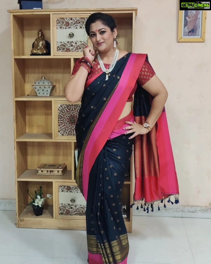 Rekha Krishnappa Instagram - For the beautiful combination of colours... ❤️ #trending #sareelover #goodsarees #sareefashion #sareecollection #sareedraping Chennai, India