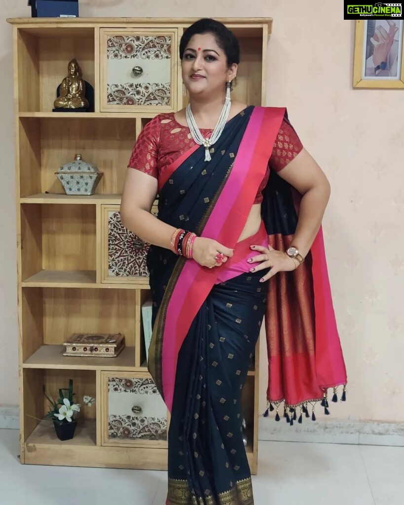 Rekha Krishnappa Instagram - For the beautiful combination of colours... ❤️ #trending #sareelover #goodsarees #sareefashion #sareecollection #sareedraping Chennai, India