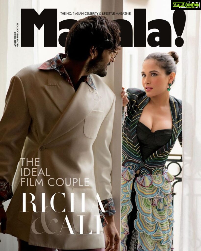 Richa Chadha Instagram - ❣️🫶🏽🫀it’s here ! 🕊 Masala’s March digital cover stars are one fine couple! 🕊 What are a few things that attract Richa (@therichachadha) to Ali? (@alifazal9) "I’m attracted to Ali’s intelligence, and his compassion. Vulnerability is very sexy. I find it really forced that we are supposed to enjoy this alpha, macho man. Not to say that Ali is not all those things because he’s already all those things, he doesn’t feel the need to prove it." This is why #RichaChadha and #AliFazal are far from any brouhaha, making them the coolest couple of 2023. Read them talk in-depth about what's next in line at the link in bio. 🔗 with @Vamakothari On Richa : Wardrobe by @rahulmishra_7 , baubles @diosaparis . Styled by @anishagandhi3 and @rochelledsa Photographed by @sinbadphgura Ali: Photographed by @sinbadphgura . . . . . #bollycouture #fashion #beauty #instaphoto #bollywood #richaChadha #alifazal #powercouple The Corinthia Hotel London