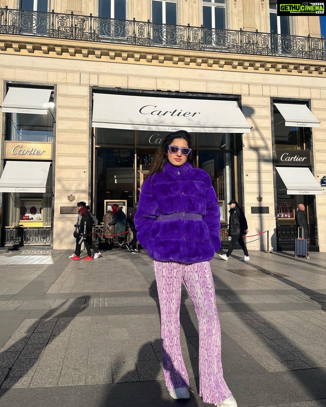 Richa Panai Instagram - Purple💜 #champselysees #paris #france #parisfrance #eifletower #arcdetriomphe #winterfasion Paris, France